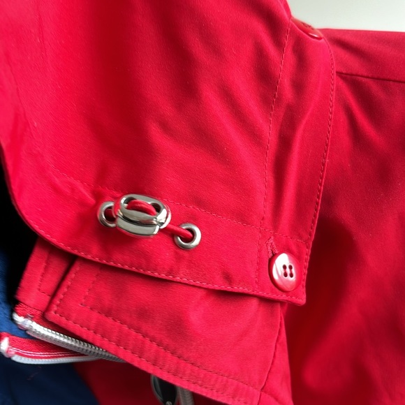 LIZ CLAIBORNE  vintage Red Coat Jacket Detachable Hood & Lining Zip Up Womens M - Picture 7 of 10